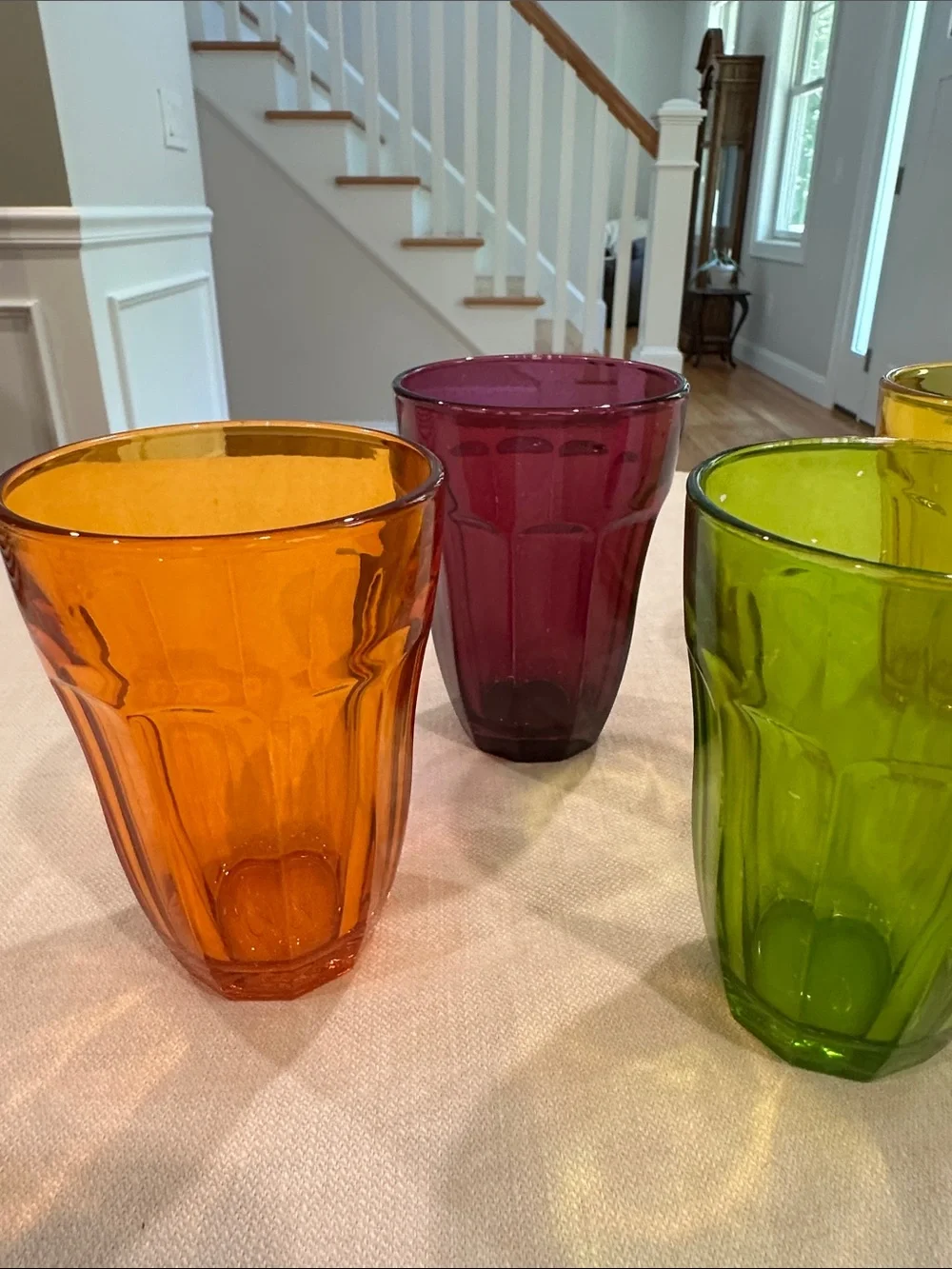 Set of 6 Vintage Multi Jewel Tone Color Pasabahce Palaks Glasses Cups Glass